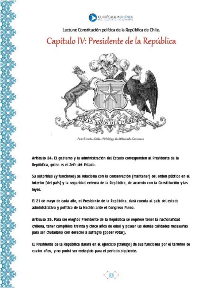 Constitución de Chile: Presidente de la República