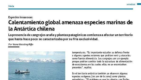 Calentamiento global amenaza especies marinas de la Antártica chilena