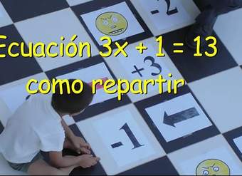 Ecuación 3x - 1 = 13 como repartir