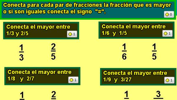 Comparar fracciones (II)