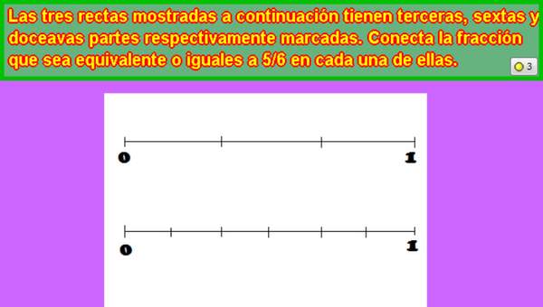 Fracciones equivalentes a 5/6 en la recta numérica