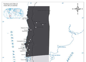 Mapa del territorio chileno al inicio de La Colonia