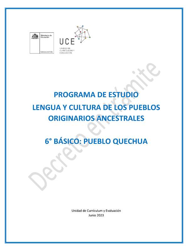 Programa de Estudio QUECHUA 6° básico