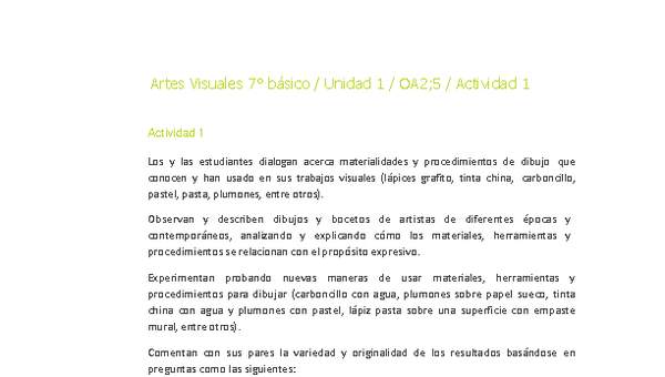 Artes Visuales 7° básico-Unidad 1-OA2;5-Actividad 1