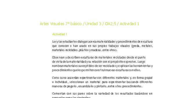 Artes Visuales 7° básico-Unidad 3-OA2;5-Actividad 1