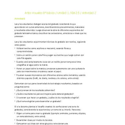 Artes Visuales 8° básico-Unidad 1-OA2;5-Actividad 2