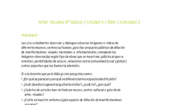 Artes Visuales 8° básico-Unidad 4-OA6-Actividad 2