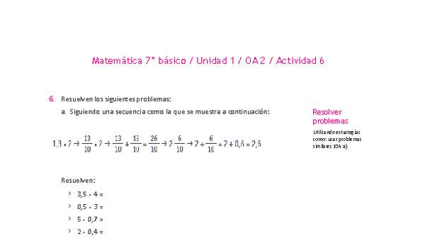 Matemática 7° básico -Unidad 1-OA 2-Actividad 6
