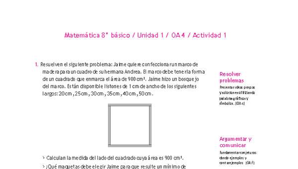 Matemática 8° básico -Unidad 1-OA 4-Actividad 1