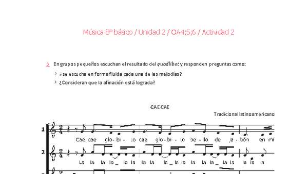 Música 8° básico-Unidad 2-OA4;5;6-Actividad 2