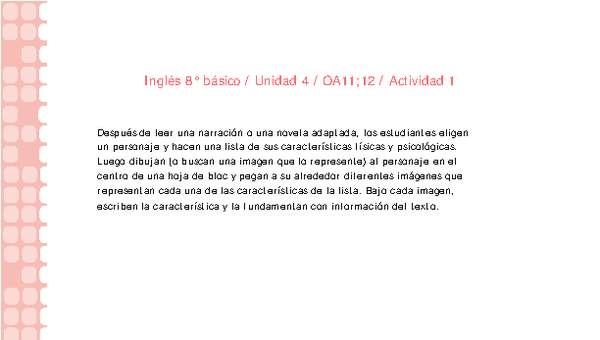 Inglés 8° básico-Unidad 4-OA11;12-Actividad 1