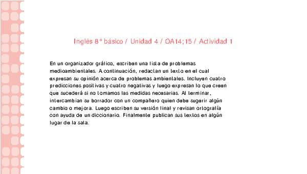 Inglés 8° básico-Unidad 4-OA14;15-Actividad 1