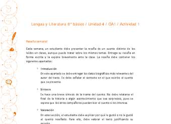 Lengua y Literatura 8° básico-Unidad 4-OA1-Actividad 1
