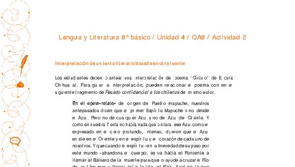 Lengua y Literatura 8° básico-Unidad 4-OA8-Actividad 2