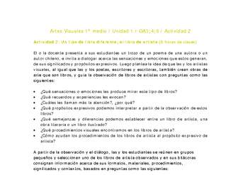Artes Visuales 1 medio-Unidad 1-OA3;4;6-Actividad 2