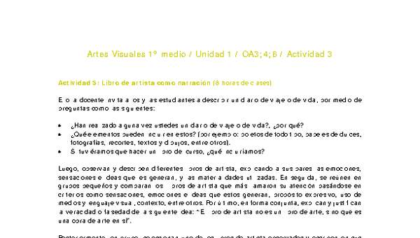 Artes Visuales 1 medio-Unidad 1-OA3;4;6-Actividad 3
