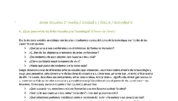 Artes Visuales 2 medio-Unidad 1-OA1;4-Actividad 4