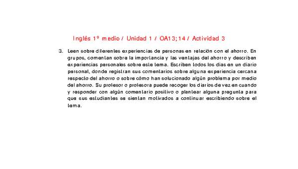 Inglés 1 medio-Unidad 1-OA13;14-Actividad 3
