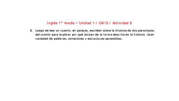 Inglés 1 medio-Unidad 1-OA15-Actividad 6