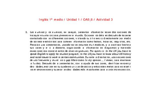 Inglés 1 medio-Unidad 1-OA5;6-Actividad 3