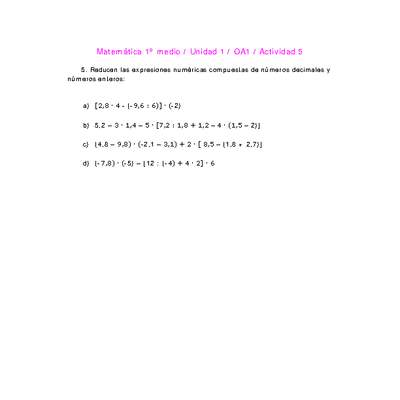 Matemática 1 medio-Unidad 1-OA1-Actividad 5
