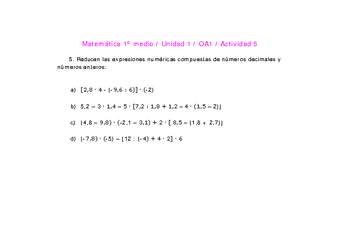 Matemática 1 medio-Unidad 1-OA1-Actividad 5