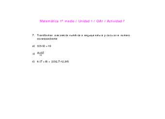 Matemática 1 medio-Unidad 1-OA1-Actividad 7