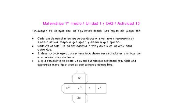 Matemática 1 medio-Unidad 1-OA2-Actividad 10