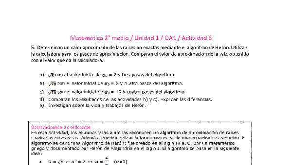Matemática 2 medio-Unidad 1-OA1-Actividad 6