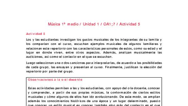 Artes Musicales 1 medio-Unidad 1-OA1;7-Actividad 5