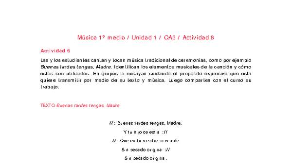 Artes Musicales 1 medio-Unidad 1-OA3-Actividad 6