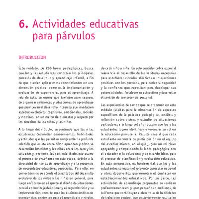 Módulo 06 - Actividades educativas para párvulos