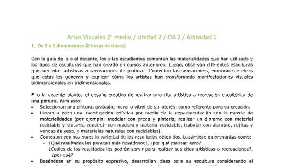 Artes Visuales 2 medio-Unidad 2-OA2-Actividad 1