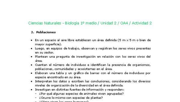 Ciencias Naturales 1 medio-Unidad 2-OA4-Actividad 2