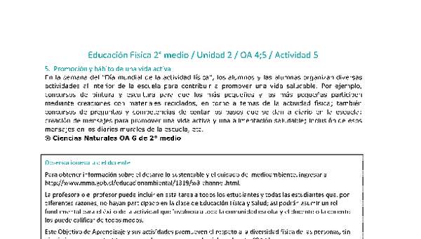 Educación Física 2 medio-Unidad 2-OA4;5-Actividad 5