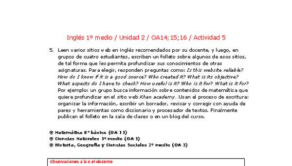 Inglés 1 medio-Unidad 2-OA14;15;16-Actividad 5