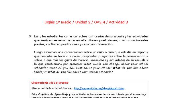 Inglés 1 medio-Unidad 2-OA3;4-Actividad 3