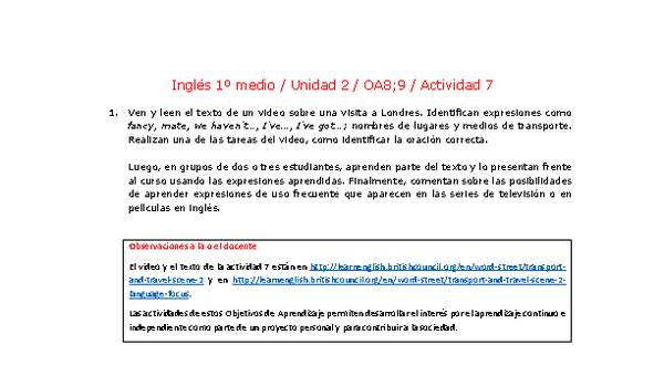 Inglés 1 medio-Unidad 2-OA8;9-Actividad 7