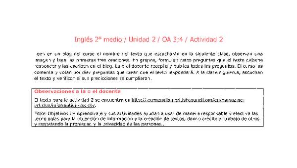 Inglés 2 medio-Unidad 2-OA3;4-Actividad 2