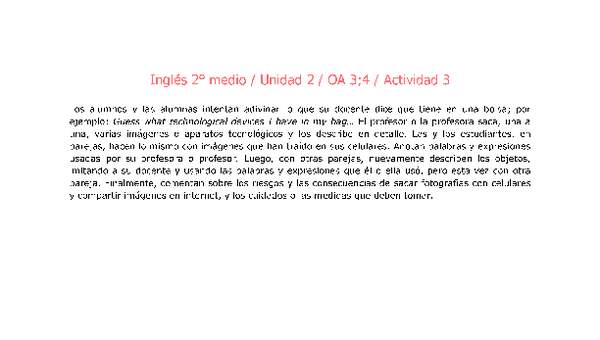 Inglés 2 medio-Unidad 2-OA3;4-Actividad 3