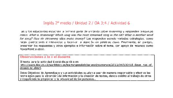 Inglés 2 medio-Unidad 2-OA3;4-Actividad 6