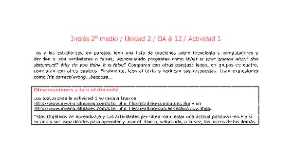 Inglés 2 medio-Unidad 2-OA8;12-Actividad 1