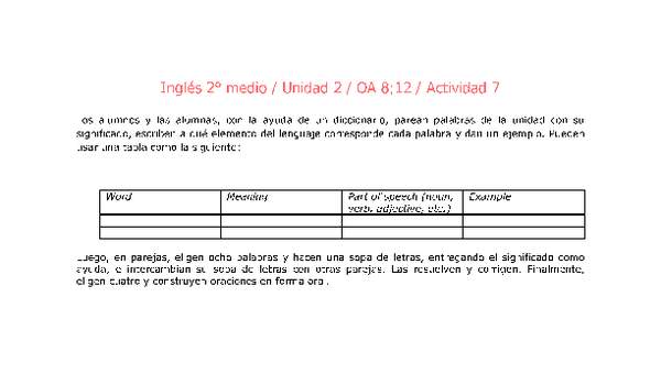 Inglés 2 medio-Unidad 2-OA8;12-Actividad 7