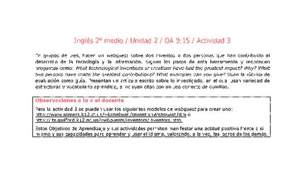 Inglés 2 medio-Unidad 2-OA9;15-Actividad 3