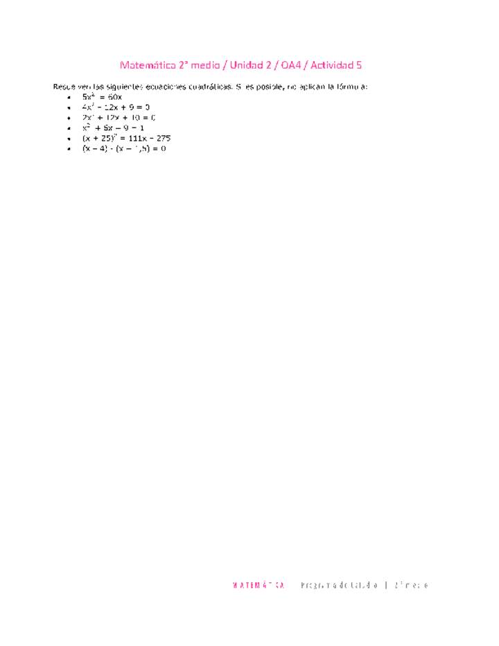 Matemática 2 medio-Unidad 2-OA4-Actividad 5