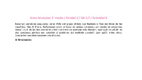 Artes Musicales 2 medio-Unidad 2-OA2;7-Actividad 6