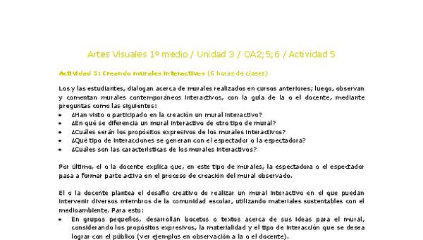Artes Visuales 1 medio-Unidad 3-OA2;5;6-Actividad 5
