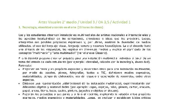 Artes Visuales 2 medio-Unidad 3-OA3;5-Actividad 1