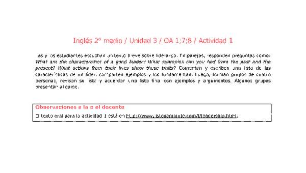 Inglés 2 medio-Unidad 3-OA1;7;8-Actividad 1