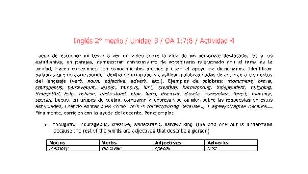 Inglés 2 medio-Unidad 3-OA1;7;8-Actividad 4